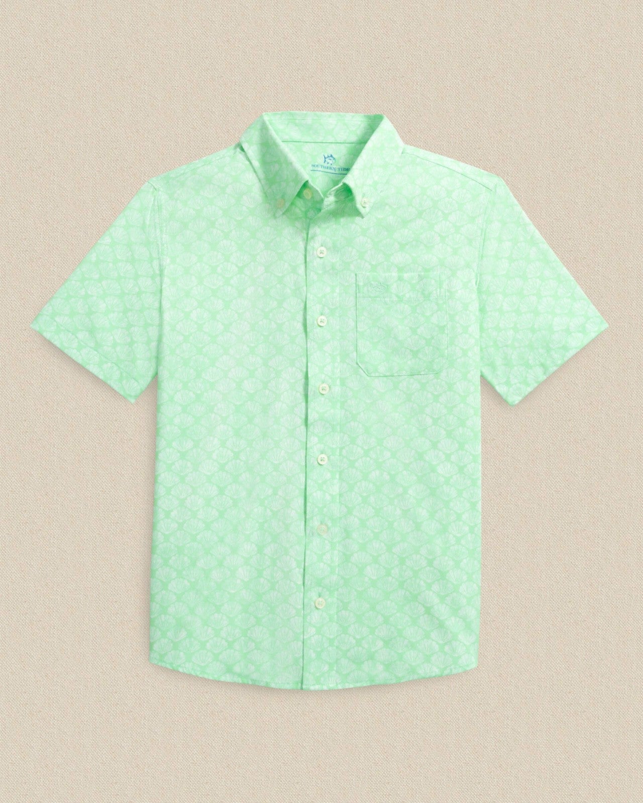 Southern Tide Boys Seashell Cove Short Sleeve Sport Shirt For Kids|Sale