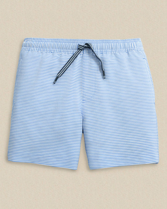 Southern Tide Boys Gulf Haven Seersucker Stripe Maritime Swim Trunk For Kids