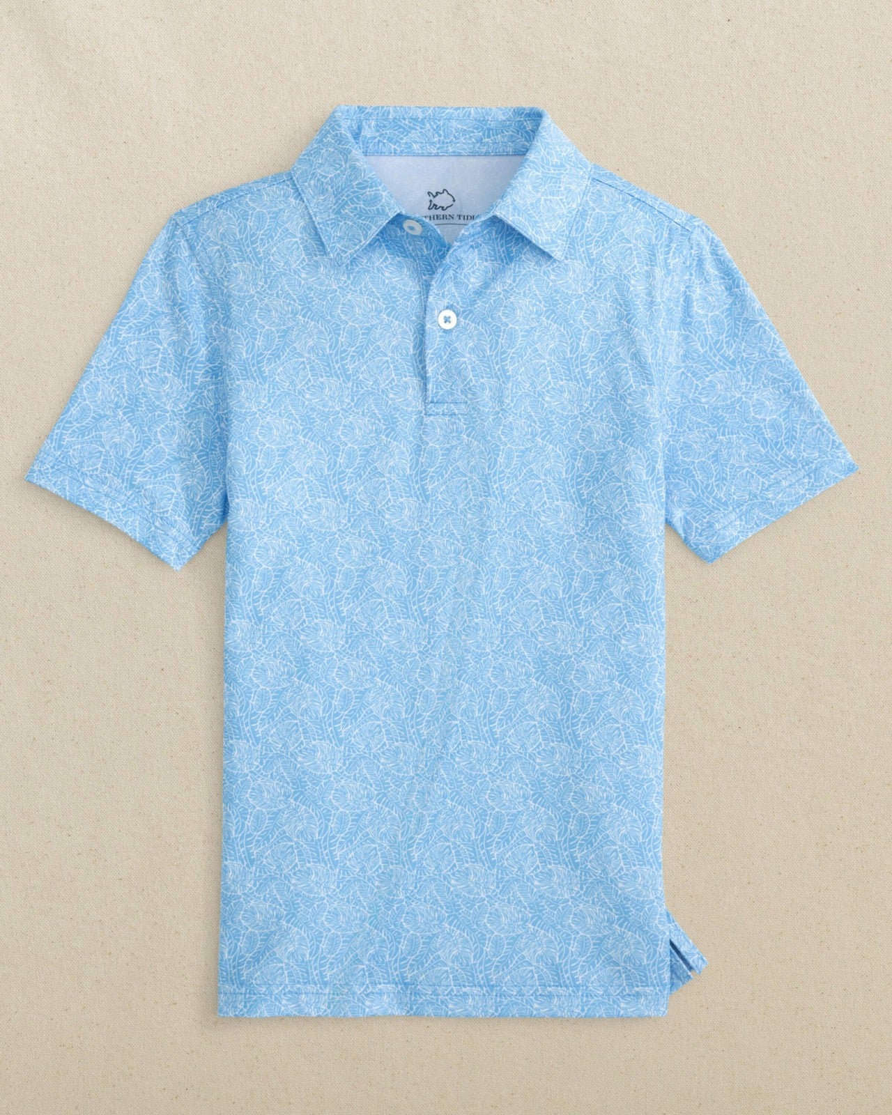 Southern Tide Boys Beach Palms Printed Performance Polo - Blue For Kids|Sale