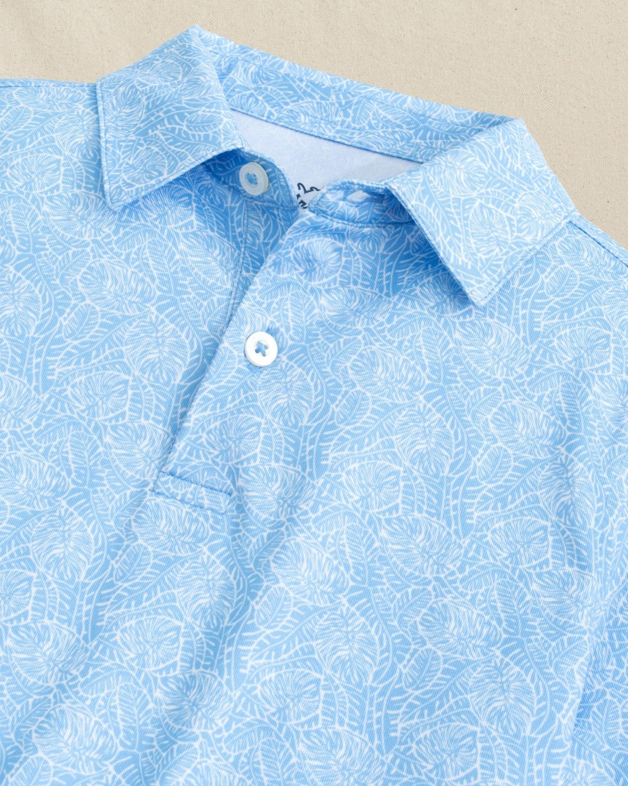 Southern Tide Boys Beach Palms Printed Performance Polo - Blue For Kids|Sale