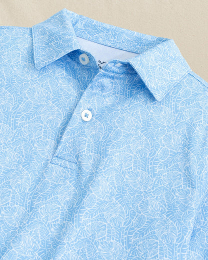 Southern Tide Boys Beach Palms Printed Performance Polo - Blue For Kids|Sale