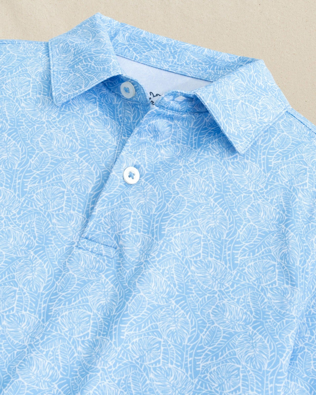 Southern Tide Boys Beach Palms Printed Performance Polo - Blue For Kids|Sale