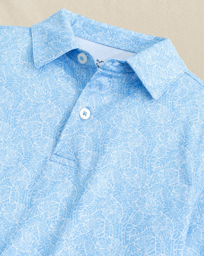 Southern Tide Boys Beach Palms Printed Performance Polo - Blue For Kids|Sale