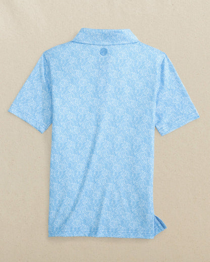 Southern Tide Boys Beach Palms Printed Performance Polo - Blue For Kids|Sale