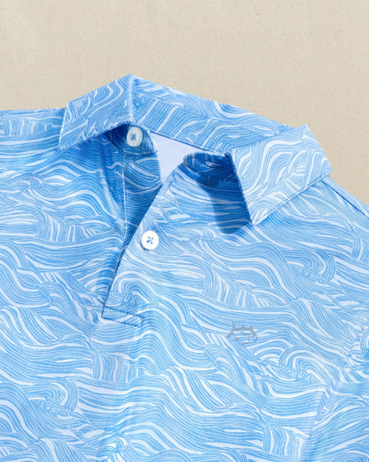 Southern Tide Boys Driver Rolling Waves Printed Performance Polo For Kids|Sale