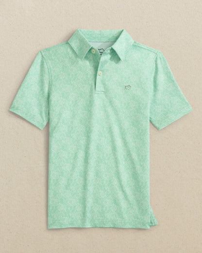 Southern Tide Boys Beach Palms Printed Performance Polo - Green For Kids|Sale