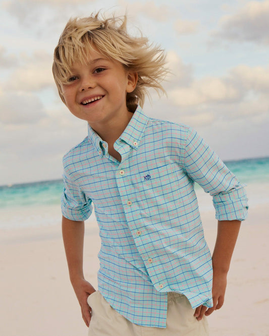 Southern Tide Boys Edisto Island Plaid Coastal Breeze® Sport Shirt For Kids|Sale