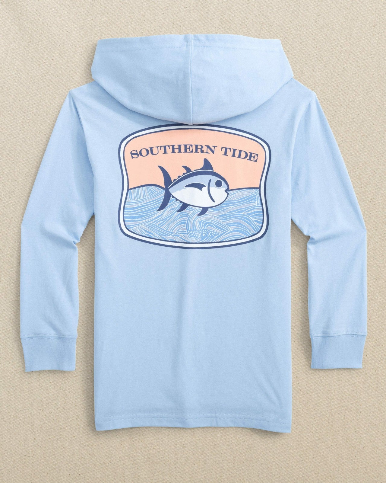 Southern Tide Kids Skipjack Beach Badge Long Sleeve Hoodie T-Shirt For Kids|Sale