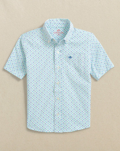 Southern Tide Boys Anchors Away Short Sleeve Sport Shirt For Kids|Sale