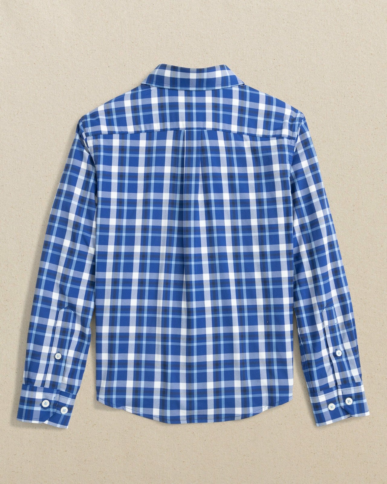 Southern Tide Boys River Ridge Plaid Long Sleeve Sport Shirt - Blue For Kids|Sale