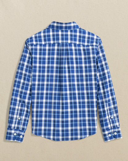 Southern Tide Boys River Ridge Plaid Long Sleeve Sport Shirt - Blue For Kids|Sale