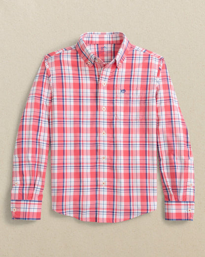 Southern Tide Boys Breakwater Plaid Long Sleeve Sport Shirt For Kids|Sale