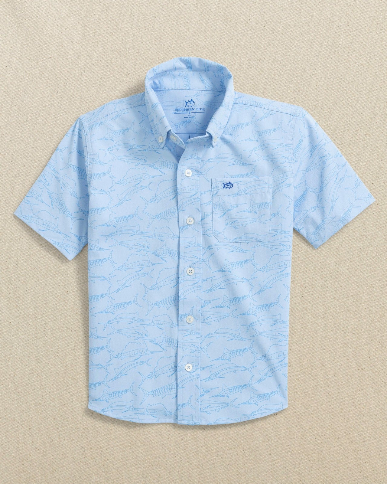 Southern Tide Boys Intercoastal Game Fish Short Sleeve Sport Shirt For Kids|Sale