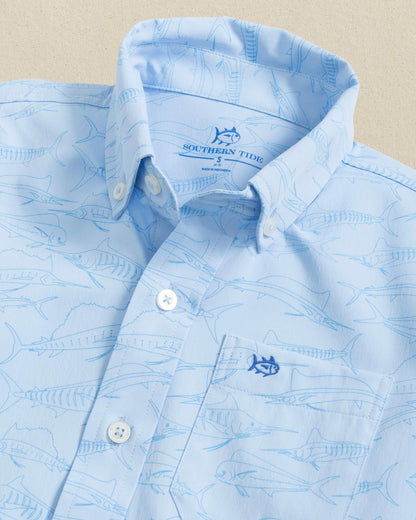 Southern Tide Boys Intercoastal Game Fish Short Sleeve Sport Shirt For Kids|Sale