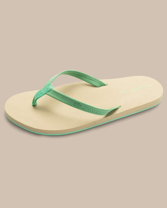Southern Tide Green Leather Flipflops For Home