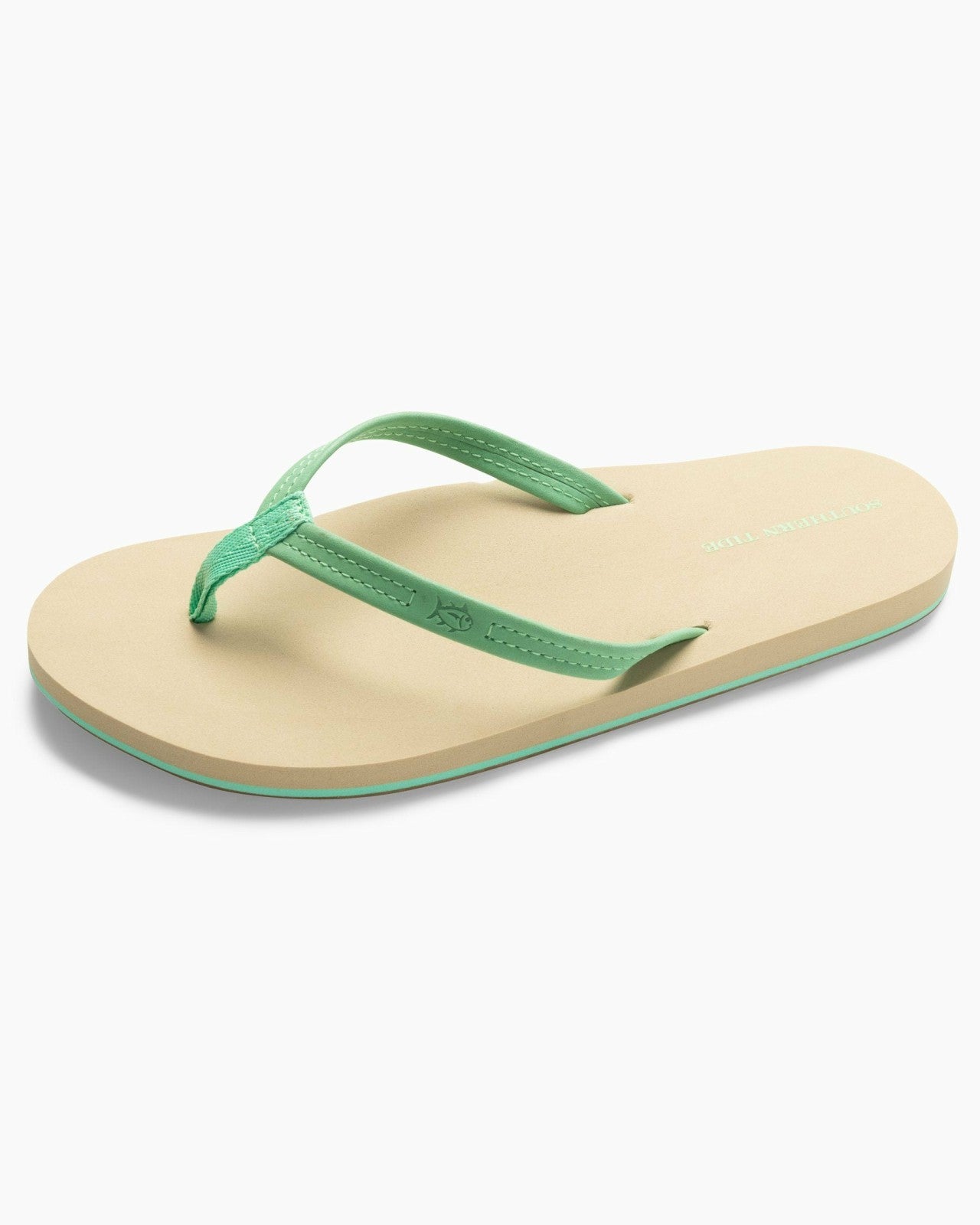 Southern Tide Green Leather Flipflops For Home