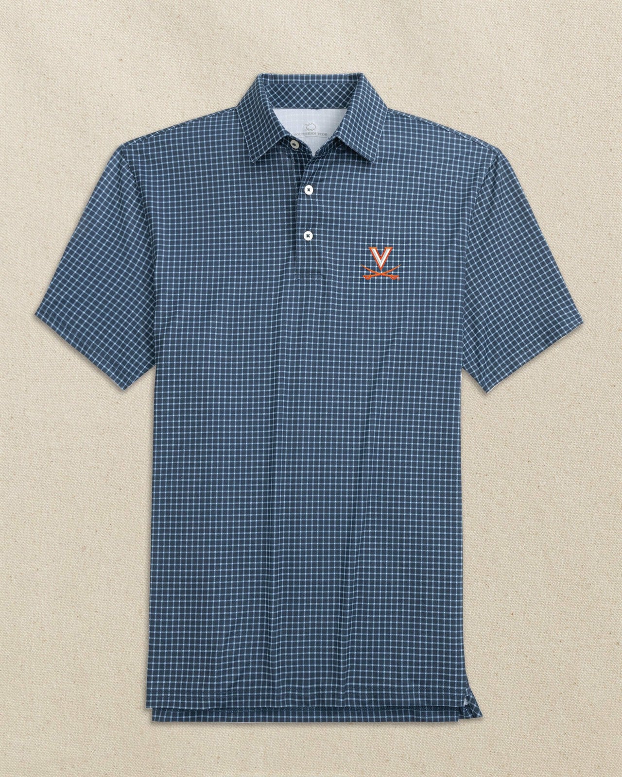 Southern Tide UVA Cavaliers Driver Dunes Edge Plaid Polo For Collegiate