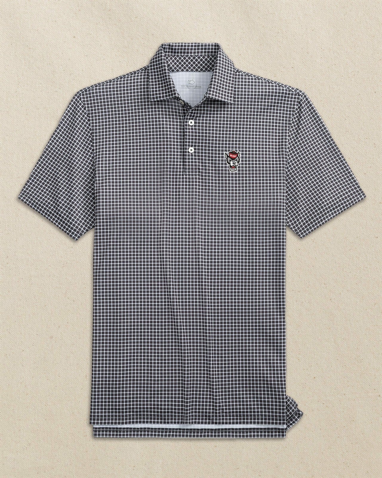 Southern Tide NC State Wolf Head Driver Dunes Edge Plaid Polo For Collegiate