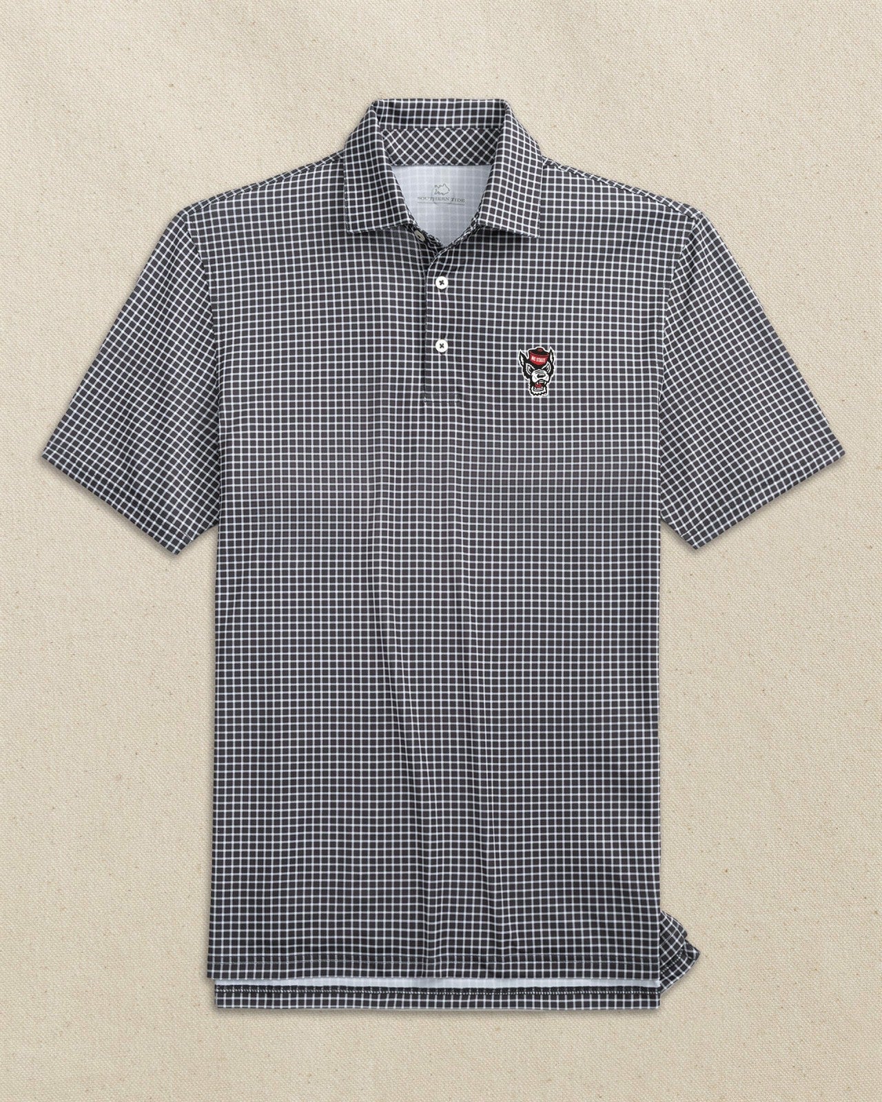 Southern Tide NC State Wolf Head Driver Dunes Edge Plaid Polo For Collegiate