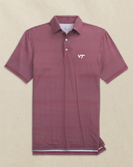 Southern Tide Virginia Tech Hokies Dunes Edge Plaid Polo For Collegiate