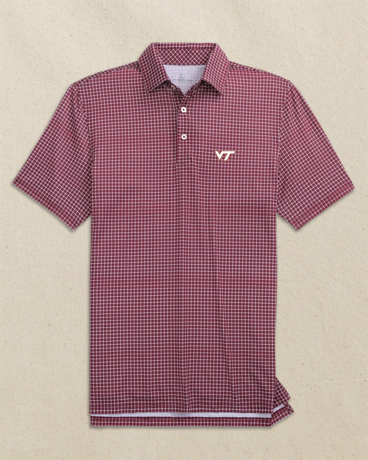 Southern Tide Virginia Tech Hokies Dunes Edge Plaid Polo For Collegiate