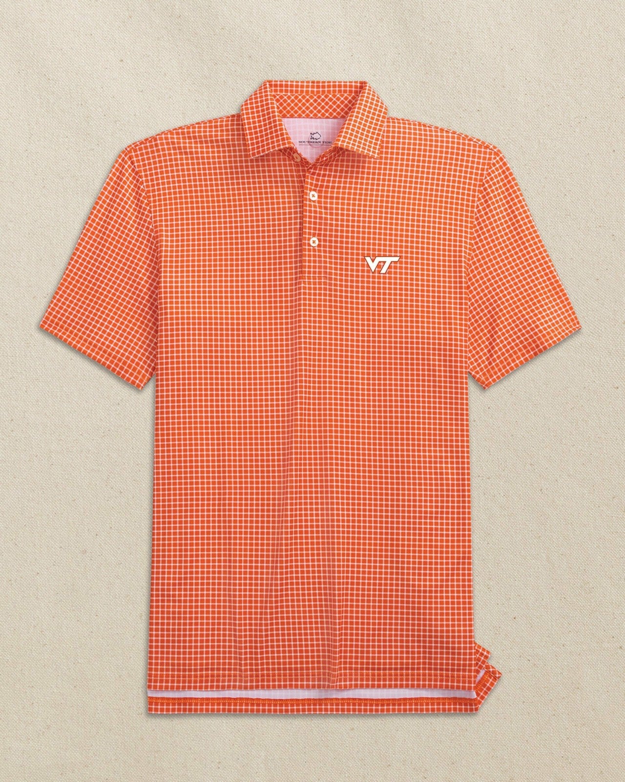 Southern Tide Virginia Tech Hokies Dunes Edge Plaid Polo For Collegiate