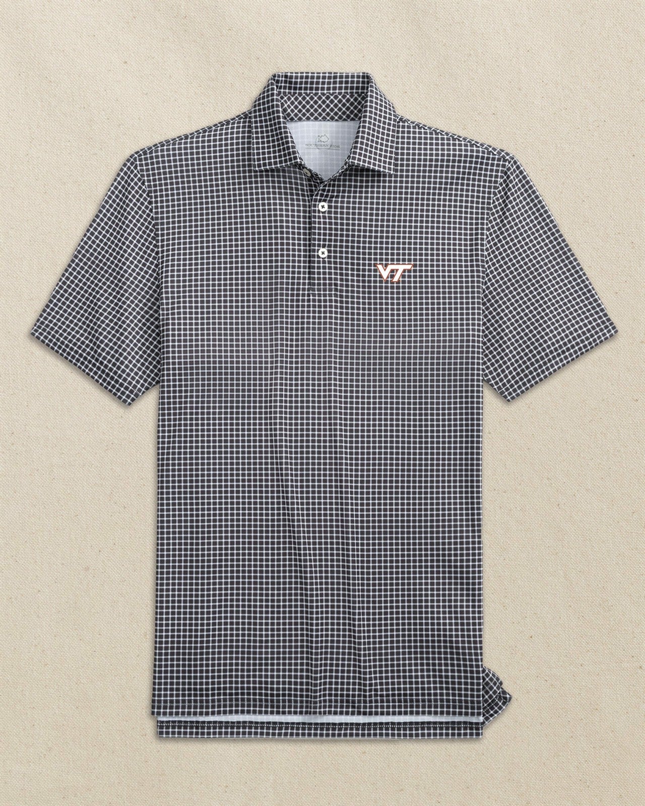 Southern Tide Virginia Tech Hokies Dunes Edge Plaid Polo For Collegiate