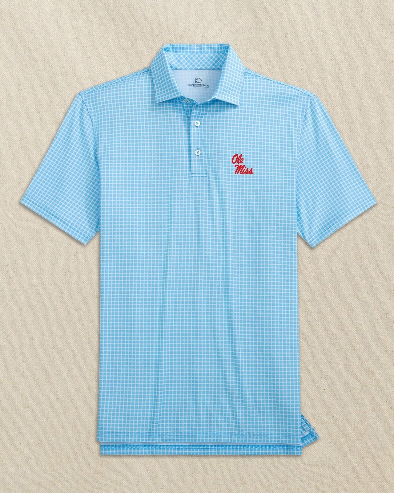 Southern Tide Ole Miss Rebels Driver Dunes Edge Plaid Polo For Collegiate