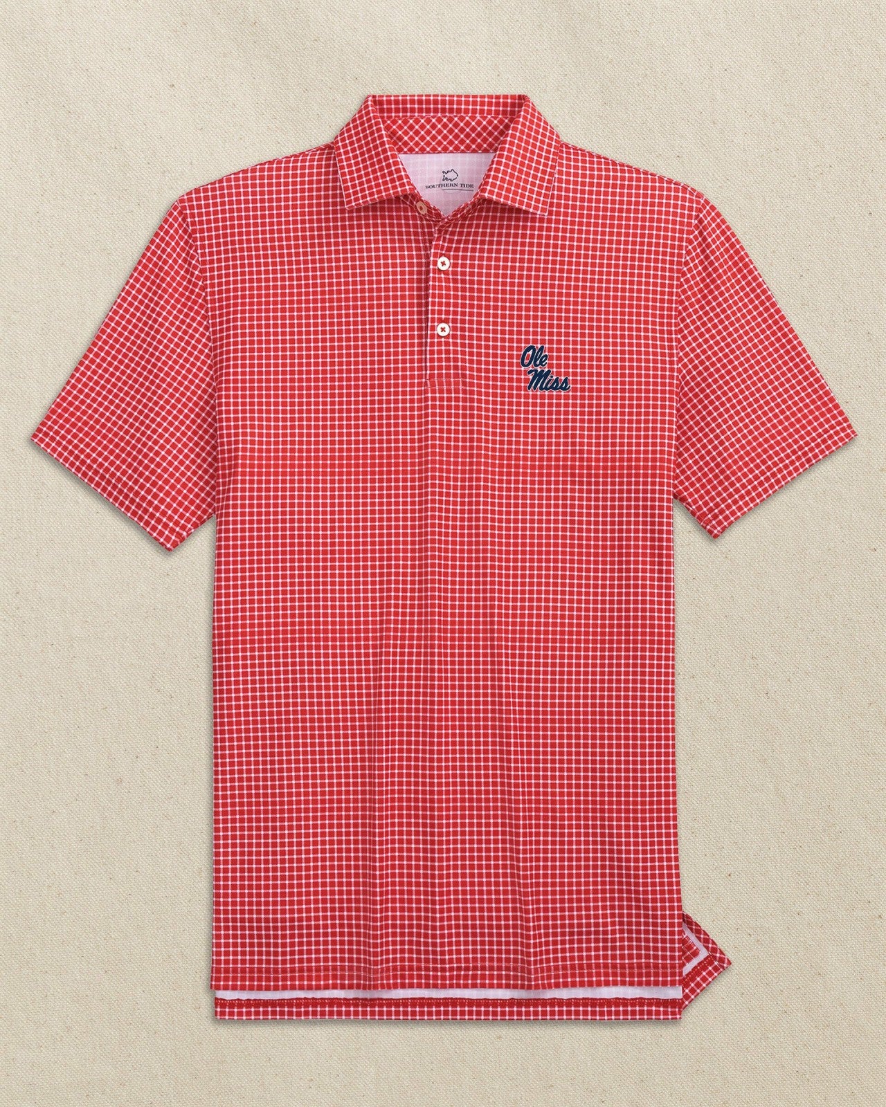 Southern Tide Ole Miss Rebels Driver Dunes Edge Plaid Polo For Collegiate
