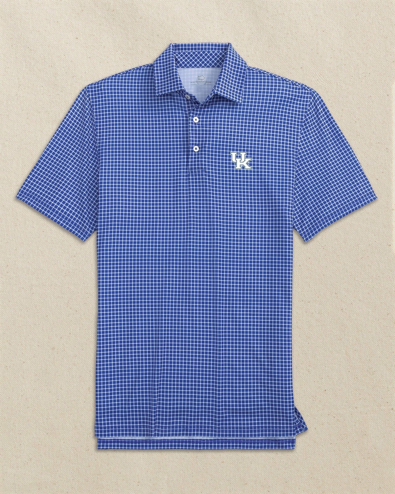 Southern Tide Kentucky Wildcats Driver Dunes Edge Plaid Polo For Collegiate