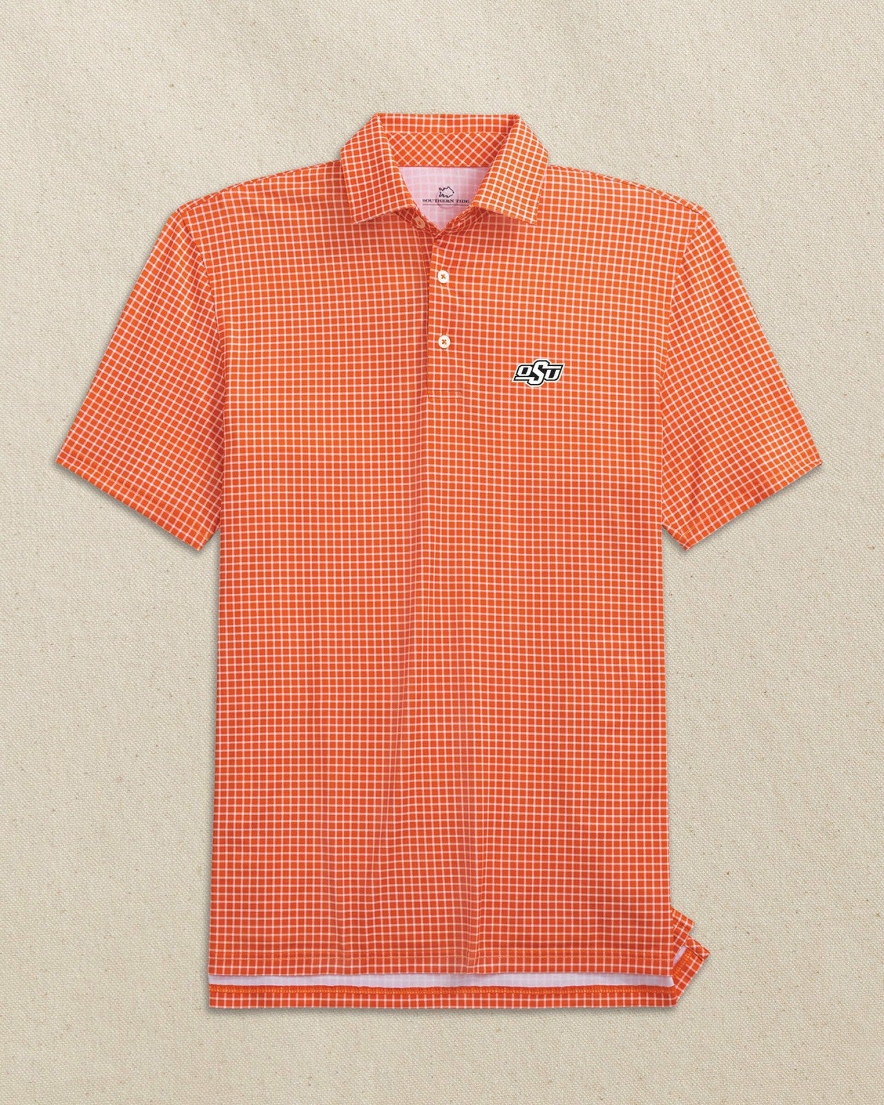 Southern Tide Oklahoma State Cowboys Dunes Edge Plaid Polo For Collegiate
