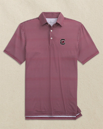 Southern Tide USC Gamecocks Driver Dunes Edge Plaid Polo For Collegiate