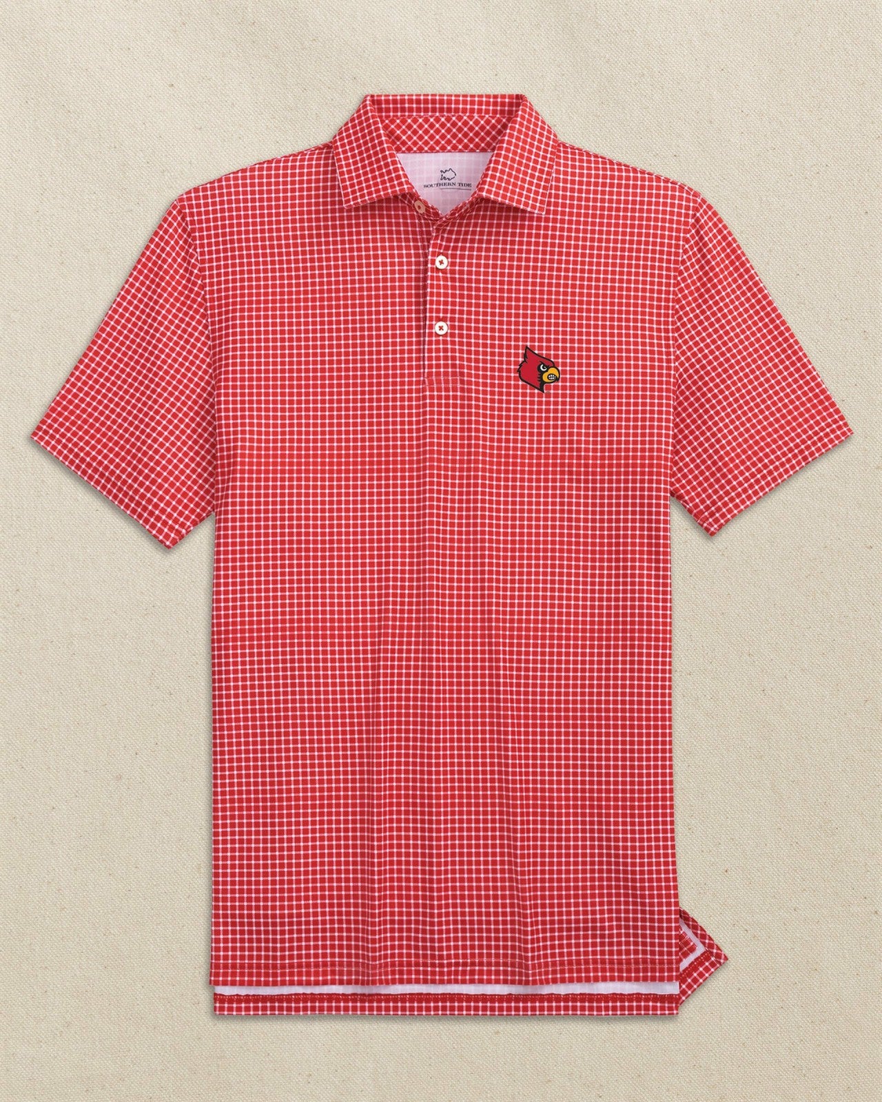 Southern Tide Louisville Cardinals Dunes Edge Plaid Polo For Collegiate