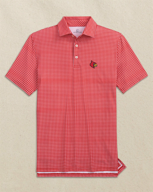 Southern Tide Louisville Cardinals Dunes Edge Plaid Polo For Collegiate
