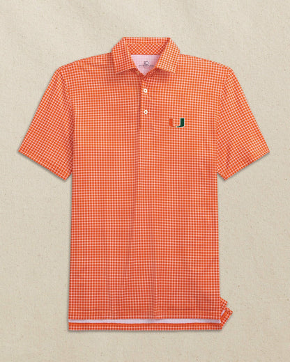 Southern Tide Miami Hurricanes Driver Dunes Edge Plaid Polo For Collegiate