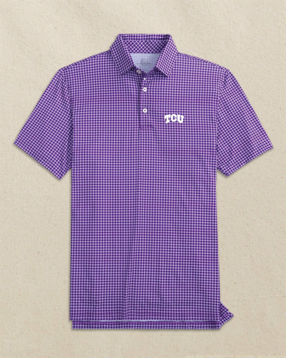 Southern Tide TCU Horned Frogs Driver Dunes Edge Plaid Polo For Collegiate