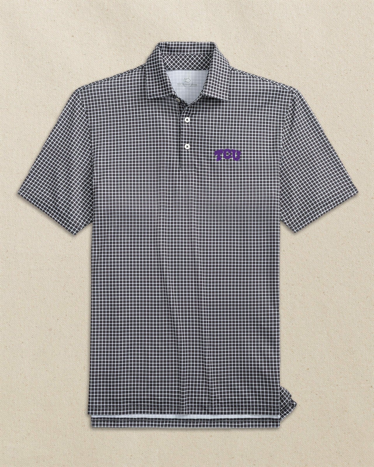 Southern Tide TCU Horned Frogs Driver Dunes Edge Plaid Polo For Collegiate