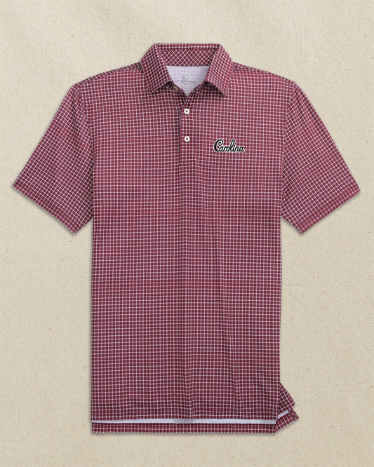 Southern Tide Carolina Gamecocks Driver Dunes Edge Plaid Polo For Collegiate