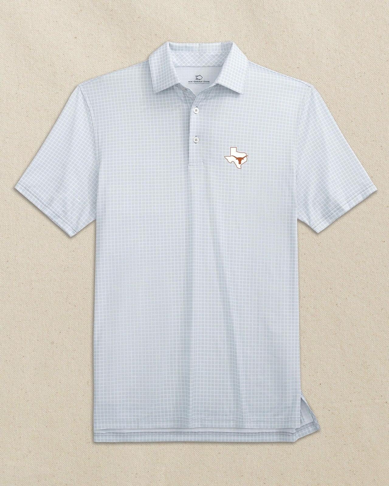 Southern Tide Texas Longhorns State Dunes Edge Plaid Polo For Collegiate