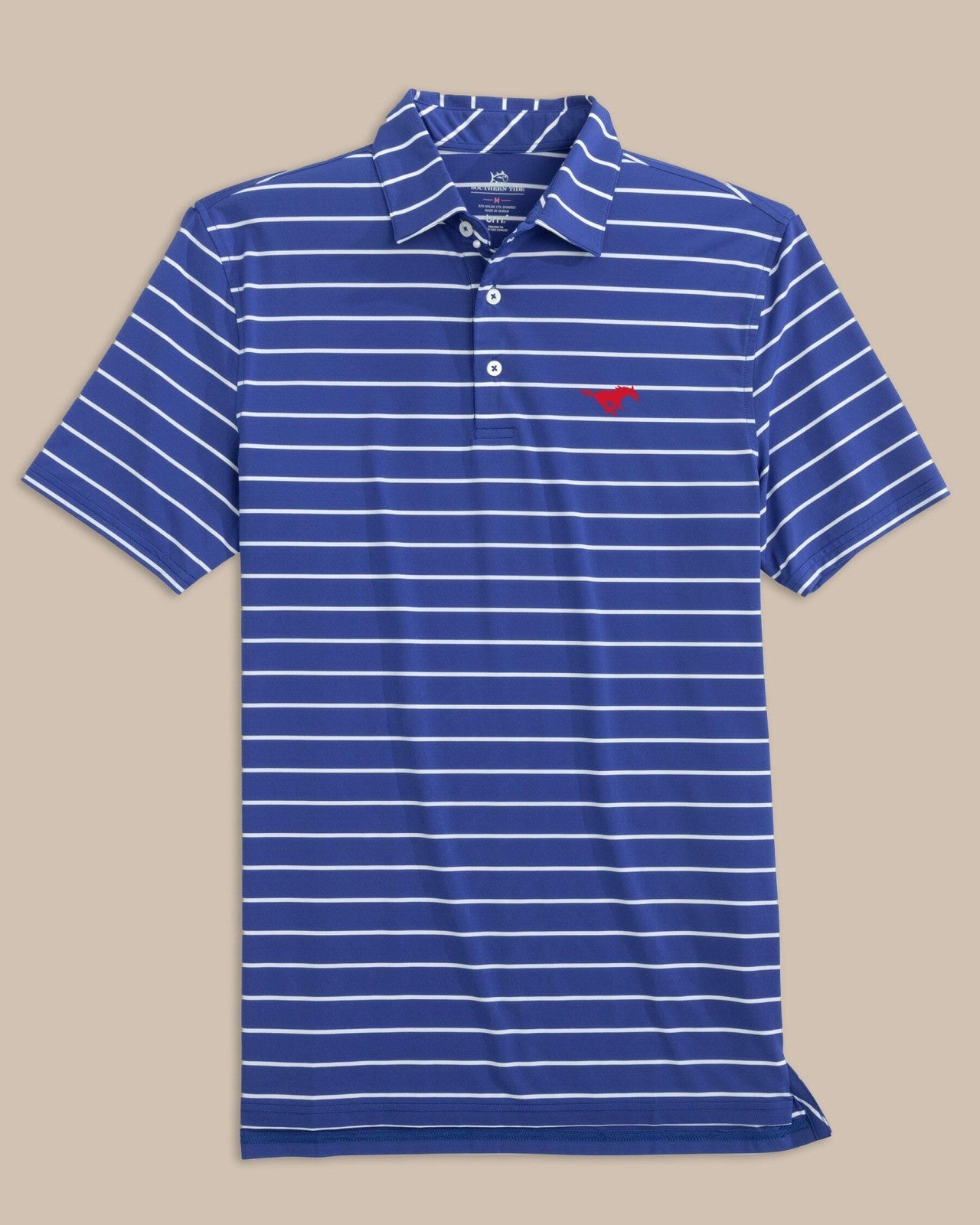 Southern Tide SMU Mustangs brrr°®-eeze Stripe Polo For Collegiate