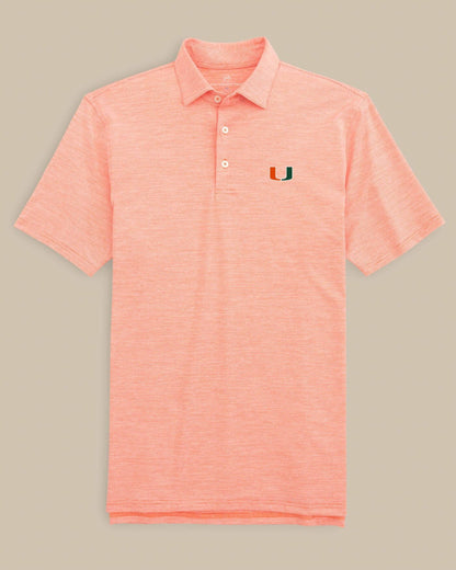 Southern Tide Miami Hurricanes Driver Spacedye Polo Shirt For Collegiate