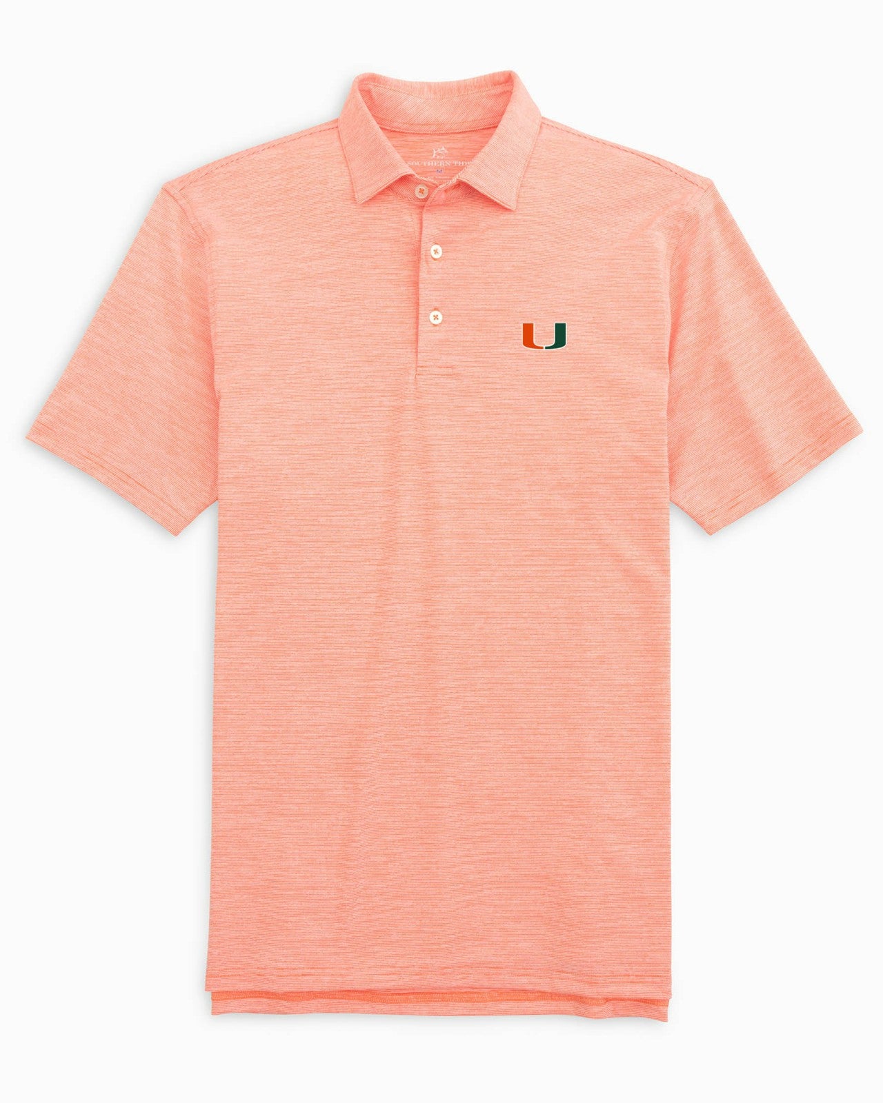 Southern Tide Miami Hurricanes Driver Spacedye Polo Shirt For Collegiate