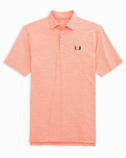 Southern Tide Miami Hurricanes Driver Spacedye Polo Shirt For Collegiate