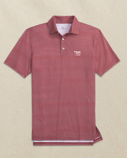 Southern Tide Oklahoma Sooner Schooner Dunes Edge Plaid Polo For Collegiate