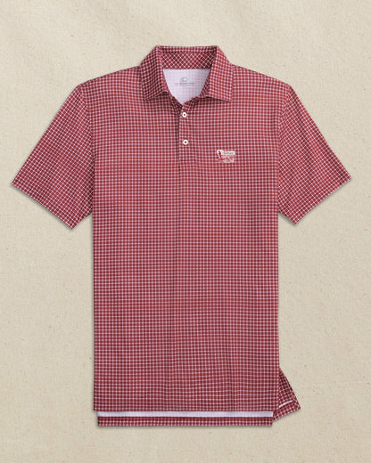 Southern Tide Oklahoma Sooner Schooner Dunes Edge Plaid Polo For Collegiate