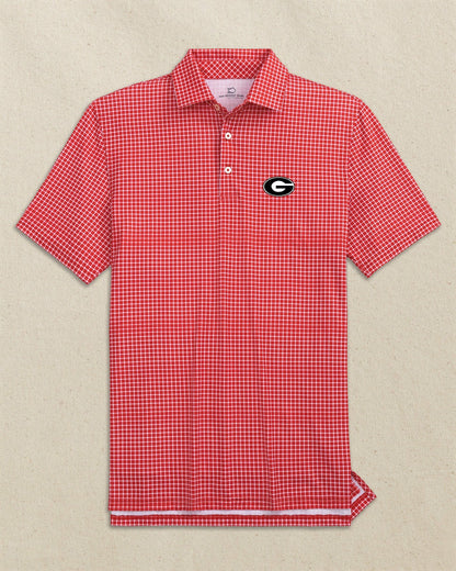 Southern Tide Georgia Bulldogs Oval G Dunes Edge Plaid Polo For Collegiate
