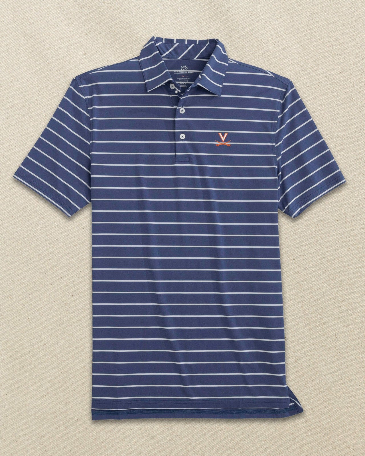 Southern Tide UVA Cavaliers brrr°®-eeze Desmond Stripe Polo For Collegiate