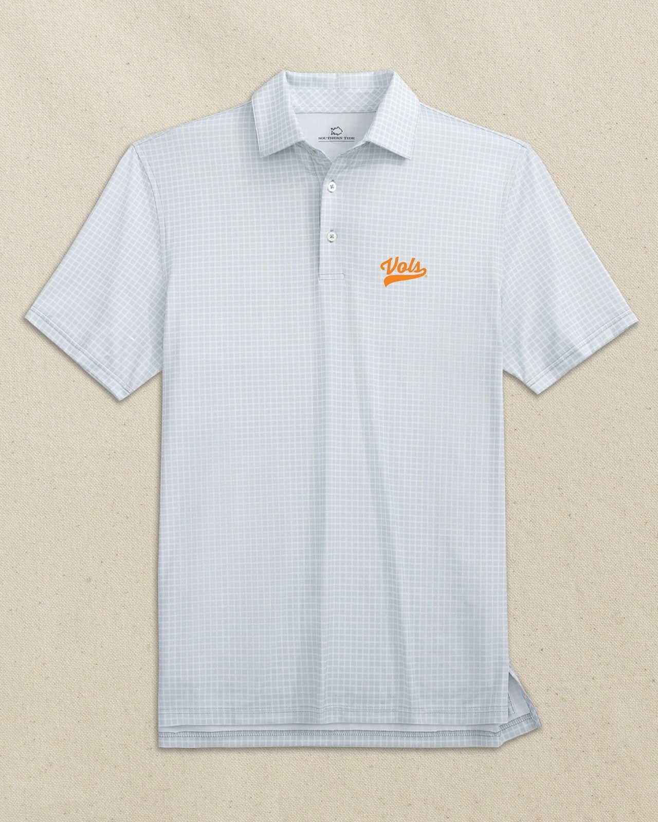 Southern Tide Tennessee Vols Script Dunes Edge Plaid Polo For Collegiate