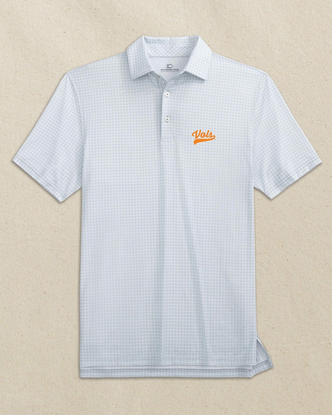 Southern Tide Tennessee Vols Script Dunes Edge Plaid Polo For Collegiate