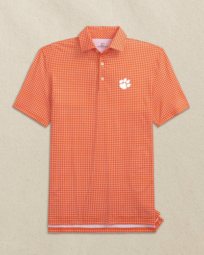 Southern Tide Clemson Tigers Driver Dunes Edge Plaid Polo For Collegiate
